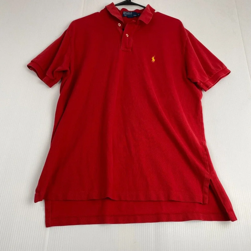 Polo by Ralph‎ Lauren Men's Size Large Red Polo Shirt Vintaje 90s